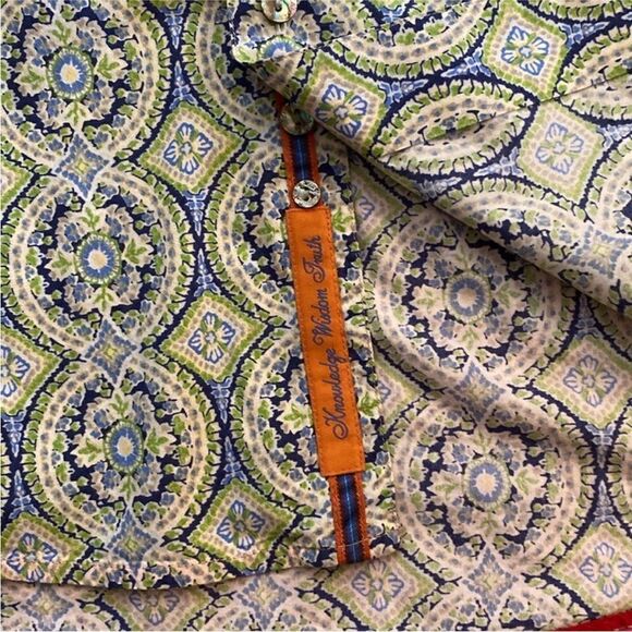 Robert Graham Men's Patterned Shirt - Green and Blue, XL - Picture 5 of 13